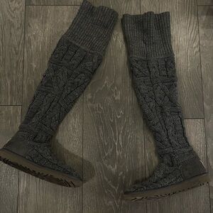 UGG Charcoal Knit Over-the-Knee Boots